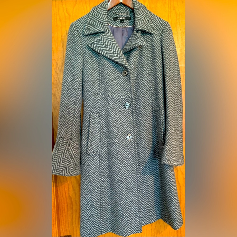 Donna Karan New York DKNY Gray Wool Trench Coat
